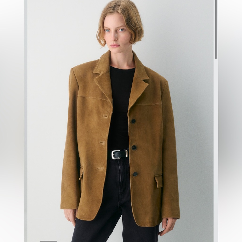 Aritzia prima suede blazer tobacco